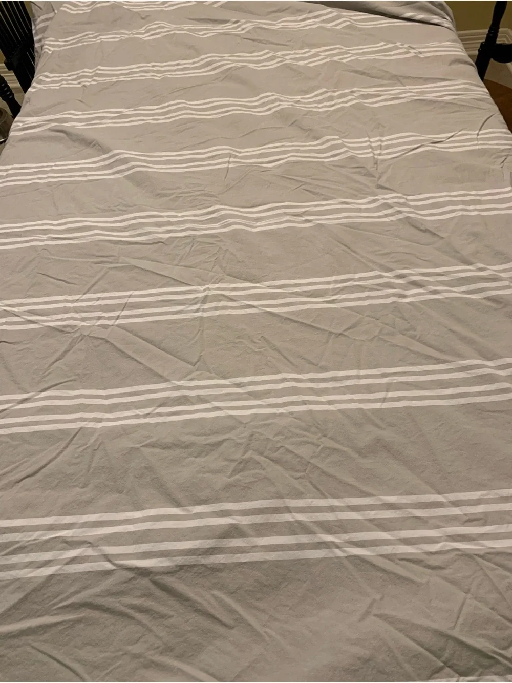Pottery Barn Teen gray and white striped full/queen duvet cover